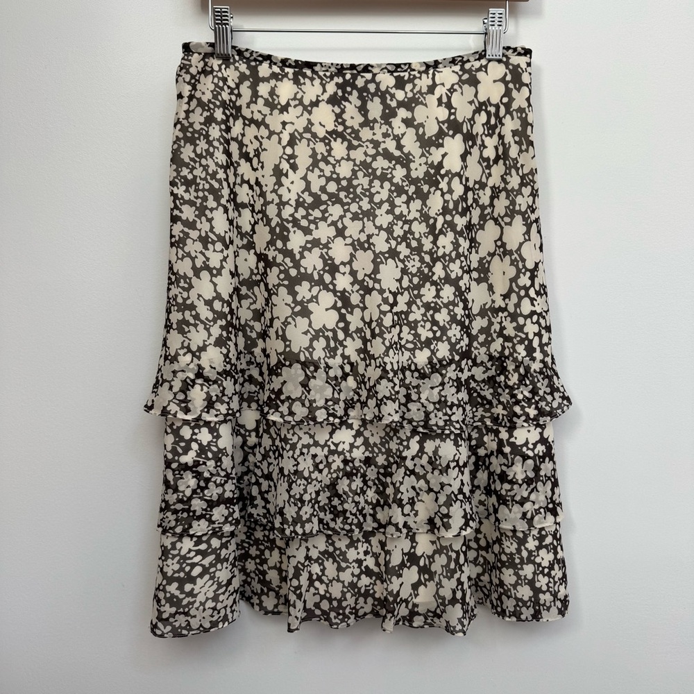 Vintage Ann Taylor Tiered Ruffle Silk Midi Skirt Women Size 6 Fairy 90s 00s - Picture 2 of 11